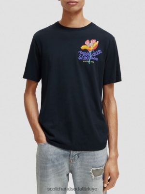 Scotch & Soda Türkiye | Scotch & Soda Artwork Crewneck T-Shirt erkekler F4B4N380 siyah