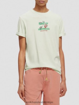 Scotch & Soda Türkiye | Scotch & Soda Artwork Crewneck T-Shirt erkekler F4B4N381 nane