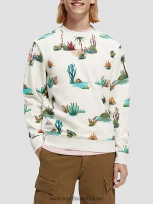 Scotch & Soda Türkiye | Scotch & Soda Basılı Crewneck Organik Pamuk Sweatshirt erkekler F4B4N522 Combo D