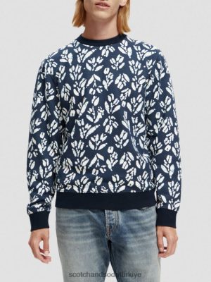 Scotch & Soda Türkiye | Scotch & Soda Basılı Crewneck Organik Pamuk Sweatshirt erkekler F4B4N525 Combo F