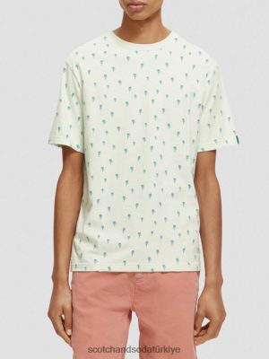 Scotch & Soda Türkiye | Scotch & Soda Basılı düzenli uyum tişört erkekler F4B4N437 nane