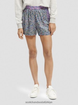 Scotch & Soda Türkiye | Scotch & Soda Basılı geniş bacak şortları kadınlar F4B4N245 Rosaria Mor
