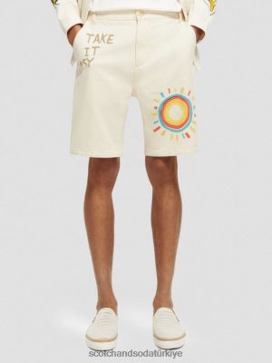 Scotch & Soda Türkiye | Scotch & Soda Basılı organik pamuk dimi şort erkekler F4B4N627 sarı nakış