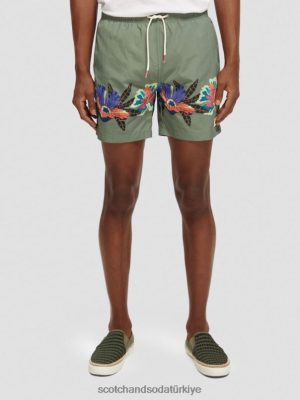 Scotch & Soda Türkiye | Scotch & Soda Basılı orta uzunlukta yüzme şort erkekler F4B4N693 yeşil baskı