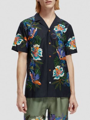 Scotch & Soda Türkiye | Scotch & Soda Baskılı Organik Pamuk Kampı Gömlek erkekler F4B4N327 sınır çiçeği