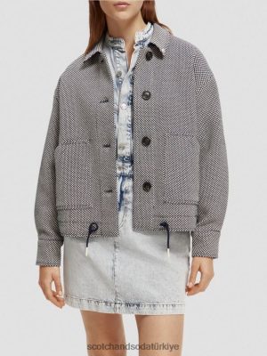 Scotch & Soda Türkiye | Scotch & Soda Boucle Dokuma Ceket kadınlar F4B4N136 donanma