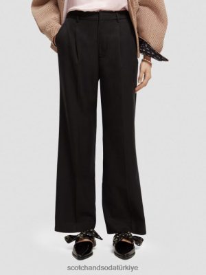 Scotch & Soda Türkiye | Scotch & Soda Düşük katlı geniş bacak pantolonları kadınlar F4B4N155 siyah