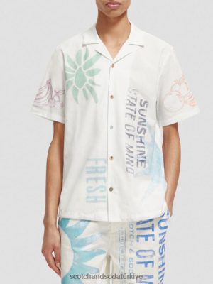 Scotch & Soda Türkiye | Scotch & Soda Düzenli uygun baskılı kamp gömlek erkekler F4B4N333 damga baskısı