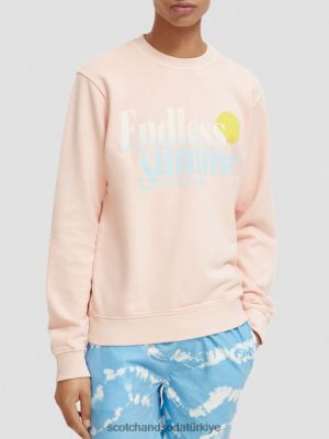 Scotch & Soda Türkiye | Scotch & Soda Düzenli uygun giysi boyalı grafik mürettebat sweatshirt erkekler F4B4N541 gül