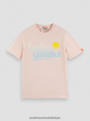 Scotch & Soda Türkiye | Scotch & Soda Düzenli uygun giysi boyalı sanat eseri tişört erkekler F4B4N356 gül