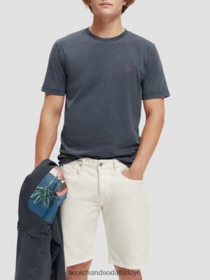Scotch & Soda Türkiye | Scotch & Soda Düzenli uygun giysi boyalı tişört erkekler F4B4N427 donanma
