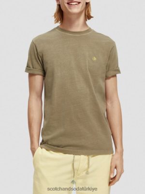 Scotch & Soda Türkiye | Scotch & Soda Düzenli uygun giysi boyalı tişört erkekler F4B4N429 haki