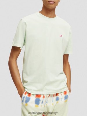 Scotch & Soda Türkiye | Scotch & Soda Düzenli uygun giysi boyalı tişört erkekler F4B4N433 nane