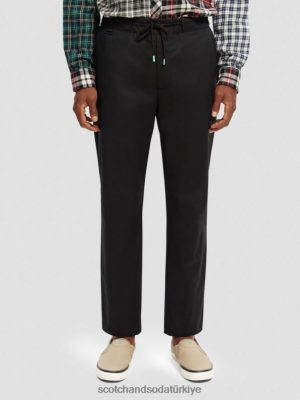 Scotch & Soda Türkiye | Scotch & Soda Fave Düzenli Konik Fit Poplin Jogger erkekler F4B4N484 siyah