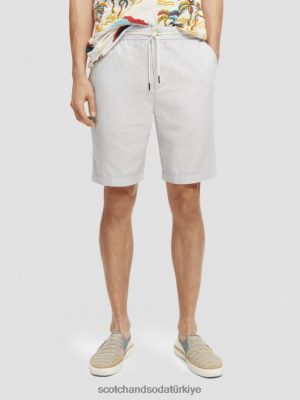 Scotch & Soda Türkiye | Scotch & Soda Favori Keten Karışık Bermuda Şort erkekler F4B4N599 açık gri