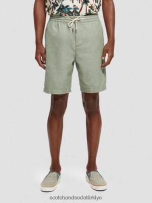 Scotch & Soda Türkiye | Scotch & Soda Favori Keten Karışık Bermuda Şort erkekler F4B4N600 ordu