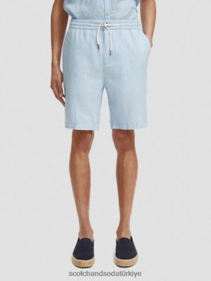 Scotch & Soda Türkiye | Scotch & Soda Favori Keten Karışık Bermuda Şort erkekler F4B4N603 gökyüzü