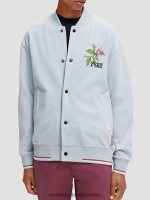 Scotch & Soda Türkiye | Scotch & Soda Felpa Artwork Bombacı Sweatshirt erkekler F4B4N518 açık gri