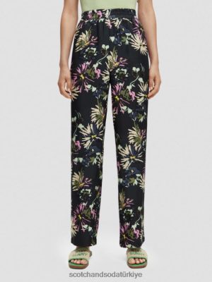 Scotch & Soda Türkiye | Scotch & Soda GIA Orta Kırış Geniş Bacaklı Baskı kadınlar F4B4N168 Aster Siyah