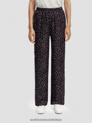 Scotch & Soda Türkiye | Scotch & Soda GIA Orta Kırış Geniş Bacaklı Baskılı Elastik Pantolon kadınlar F4B4N151 Ikat Yağmuru