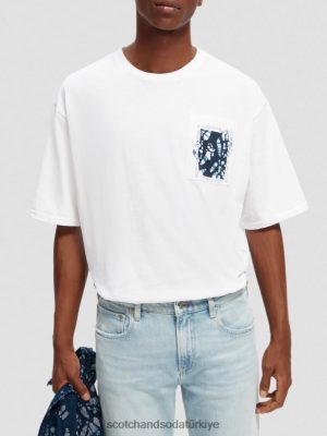 Scotch & Soda Türkiye | Scotch & Soda Gevşek Fit Artwork T-Shirt erkekler F4B4N373 beyaz