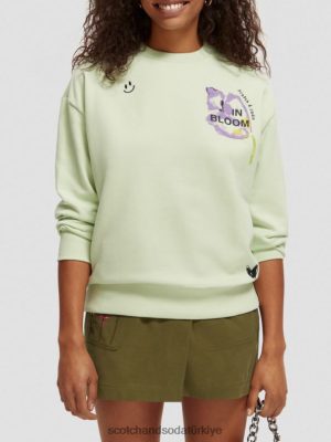 Scotch & Soda Türkiye | Scotch & Soda Gevşek Fit Organik Pamuk Sweatshirt kadınlar F4B4N188 seafoam