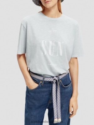 Scotch & Soda Türkiye | Scotch & Soda Gevşek Fit Organik Pamuk Tişört kadınlar F4B4N67 bulut mavisi