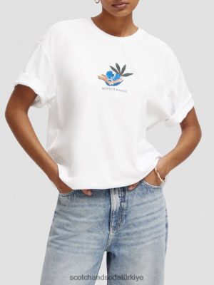 Scotch & Soda Türkiye | Scotch & Soda Gevşek Grafik Tişört kadınlar F4B4N114 beyaz