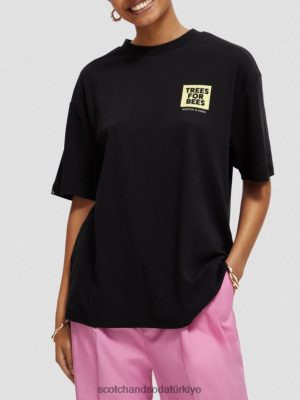 Scotch & Soda Türkiye | Scotch & Soda Gevşek Grafik Tişört kadınlar F4B4N115 siyah