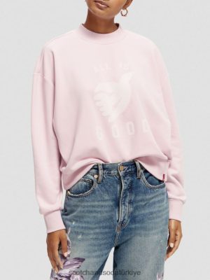 Scotch & Soda Türkiye | Scotch & Soda Gevşek Kırpılmış Huni Boyun Sweatshirt kadınlar F4B4N199 lavanta