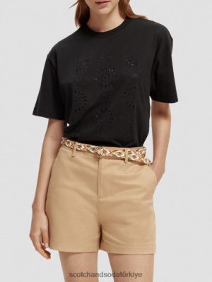Scotch & Soda Türkiye | Scotch & Soda Gevşek fit işlemeli sanat eserleri tişört kadınlar F4B4N89 siyah