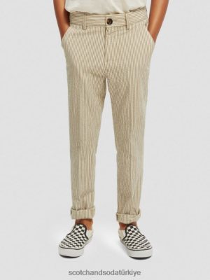 Scotch & Soda Türkiye | Scotch & Soda Gevşek konik uygun çizgili seerucker chino çocuk F4B4N796 kum şeritleri