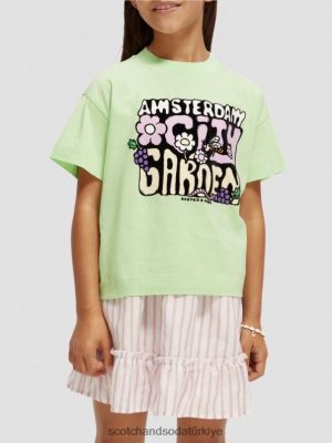 Scotch & Soda Türkiye | Scotch & Soda Gevşek sanat eseri organik pamuklu tişört çocuk F4B4N738 kireç