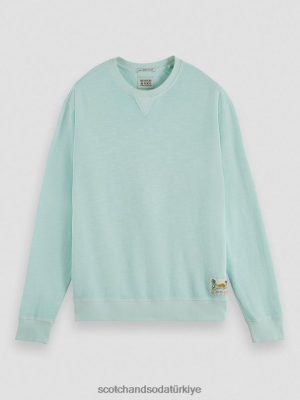 Scotch & Soda Türkiye | Scotch & Soda Giyim boyalı mürettebat sweatshirt erkekler F4B4N537 nane