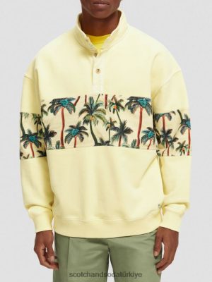 Scotch & Soda Türkiye | Scotch & Soda Giyim boyalı yüksek boyunlu sweatshirt erkekler F4B4N534 muz