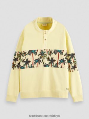 Scotch & Soda Türkiye | Scotch & Soda Giyim boyalı yüksek boyunlu sweatshirt (genişletilmiş boyutlar) erkekler F4B4N554 muz