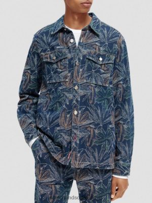 Scotch & Soda Türkiye | Scotch & Soda Jacquard Floral Denim Aşırı erkekler F4B4N572 indigo jakard