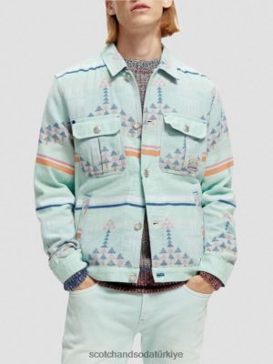 Scotch & Soda Türkiye | Scotch & Soda Jacquard denim Ikat Upshirt erkekler F4B4N560 Combo A