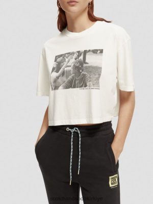 Scotch & Soda Türkiye | Scotch & Soda Kırpılmış fotoğraf grafik tişört kadınlar F4B4N112 Combo A