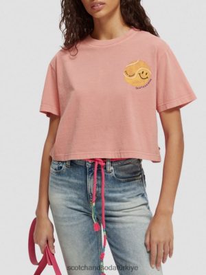 Scotch & Soda Türkiye | Scotch & Soda Kırpılmış organik pamuklu sanat eseri kadınlar F4B4N95 flamingo