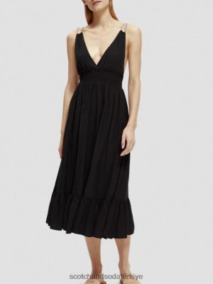 Scotch & Soda Türkiye | Scotch & Soda Kokulu midi kayış elbisesi kadınlar F4B4N32 siyah