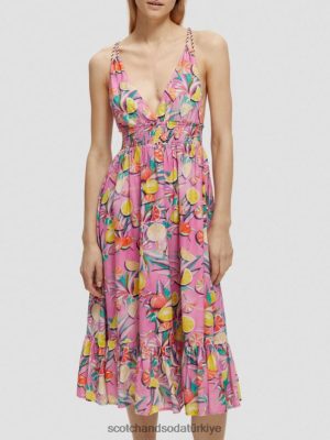 Scotch & Soda Türkiye | Scotch & Soda Kokulu midi kayış elbisesi kadınlar F4B4N33 Narenciye Squash Orkide