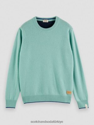 Scotch & Soda Türkiye | Scotch & Soda Kontrast Kesilmiş Kaşmir Crewneck Sweater erkekler F4B4N637 fıstık melanjı