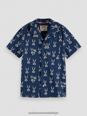 Scotch & Soda Türkiye | Scotch & Soda Looney Tunes baskılı kamp gömleği çocuk F4B4N799 Bugs Bunny aop