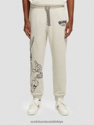 Scotch & Soda Türkiye | Scotch & Soda Looney Tunes işlemeli eşofman kadınlar F4B4N185 Beyaz melanj kapalı