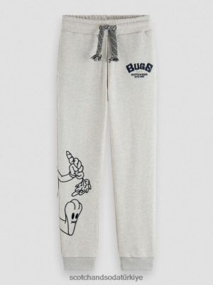 Scotch & Soda Türkiye | Scotch & Soda Looney Tunes işlemeli eşofman çocuk F4B4N749 Beyaz melanj kapalı