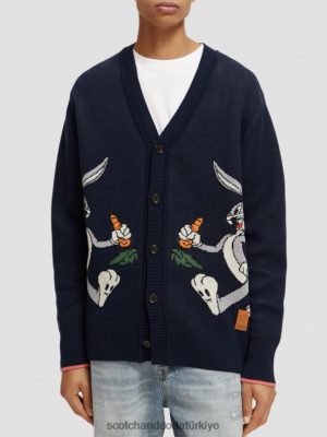 Scotch & Soda Türkiye | Scotch & Soda Looney Tunes işlemeli organik pamuklu hırka kadınlar F4B4N126 gece