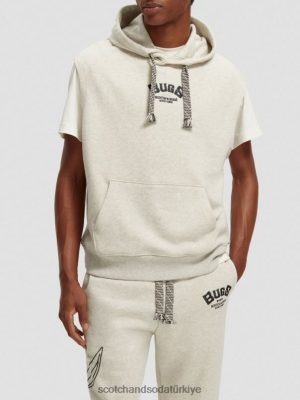 Scotch & Soda Türkiye | Scotch & Soda Looney Tunes kolsuz organik pamuklu grafik kapşon kadınlar F4B4N201 Beyaz melanj kapalı