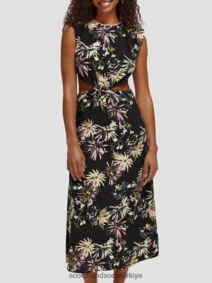 Scotch & Soda Türkiye | Scotch & Soda MIDI elbisesini kes kadınlar F4B4N8 Aster Siyah