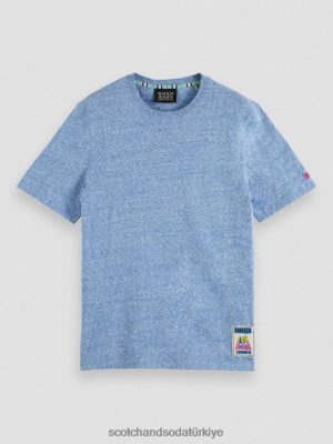 Scotch & Soda Türkiye | Scotch & Soda Melange Yama Tişört erkekler F4B4N368 Riviera mavi melange